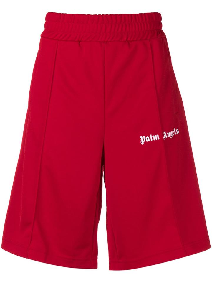 Palm Angels Contrasting Logo Shorts - Red