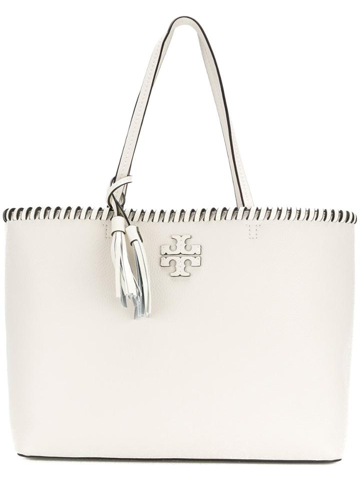 Tory Burch Mcgraw Whipstitch Tote - White