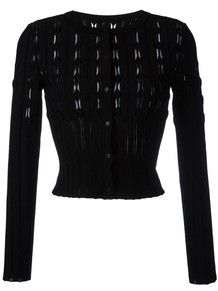 Alaïa Sheer Panel Knit Cardigan, Women's, Size: 38, Black, Viscose/polyester/polyamide/spandex/elastane