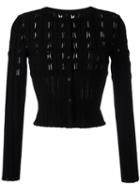 Alaïa Sheer Panel Knit Cardigan, Women's, Size: 38, Black, Viscose/polyester/polyamide/spandex/elastane