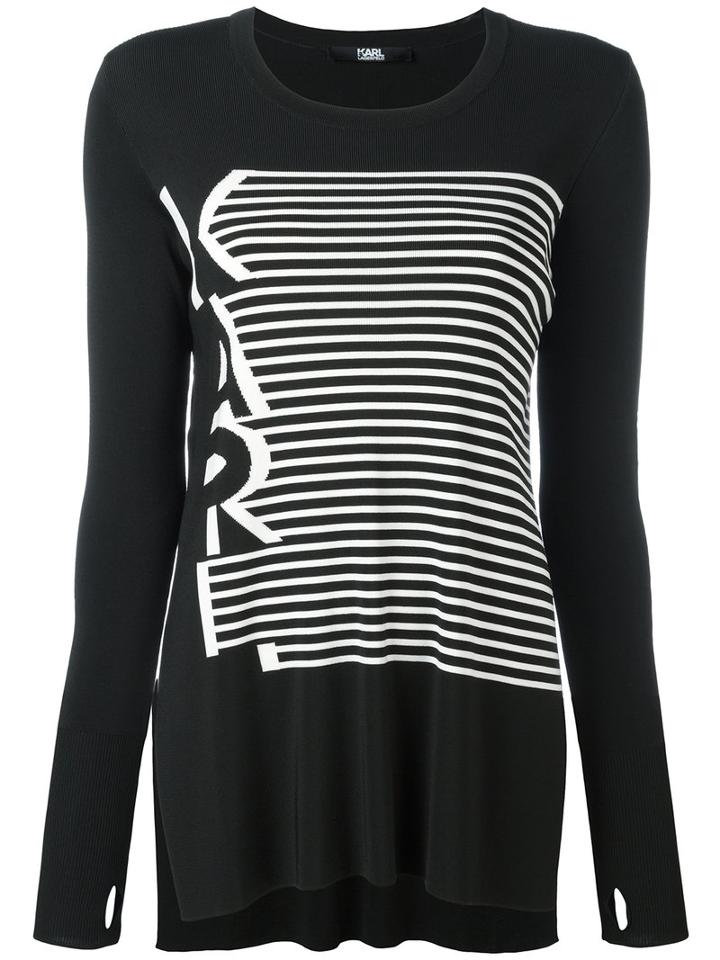 Karl Lagerfeld Striped Top, Women's, Size: Xs, Black, Viscose/polyester