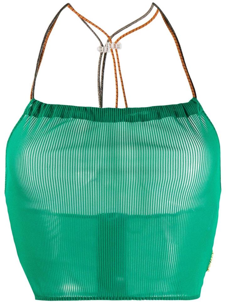 Youser Cropped Halter Top - Green