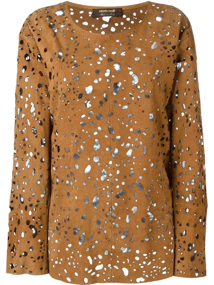 Roberto Cavalli Perorated Suede Blouse