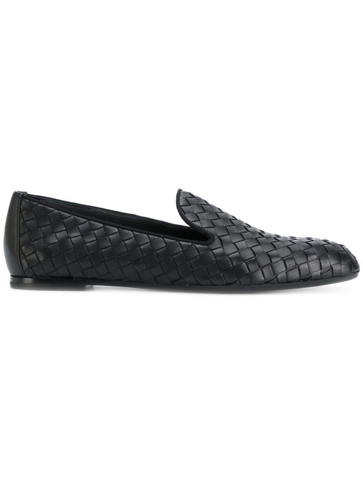 Bottega Veneta Woven Textured Slippers - Black