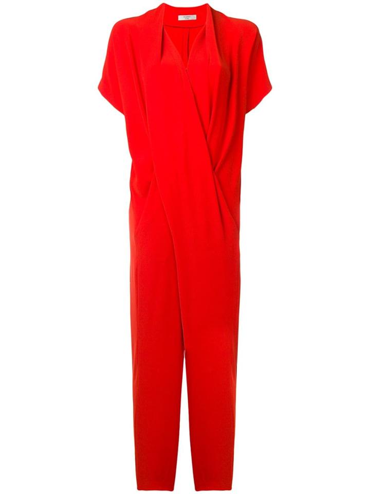 Poiret Draped Crepe Jumpsuit - Red