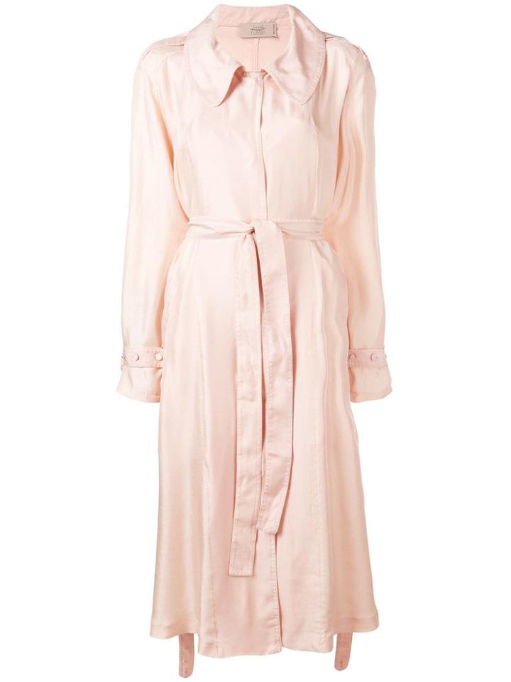 Maison Flaneur Belted Mid-length Coat - Pink