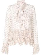 See By Chloé - Printed Frill Pussybow Blouse - Women - Polyester/viscose - 38, White, Polyester/viscose