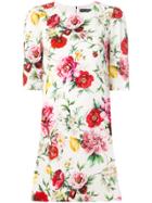 Dolce & Gabbana Floral Print Shift Dress - White