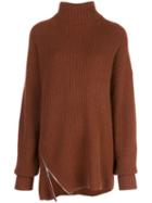 Tibi Ribbed Turtleneck Sweater - Brown