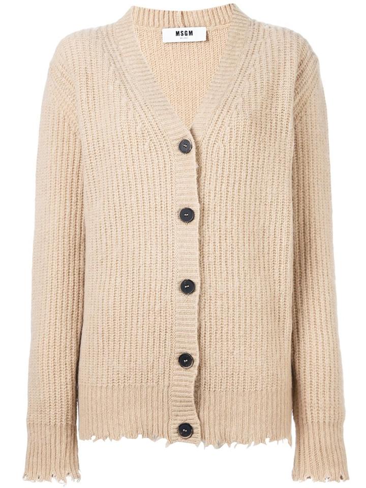 Msgm Chunky Cardigan, Women's, Size: Small, Nude/neutrals, Polyamide/wool