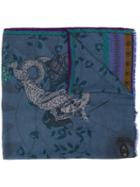 Etro Patchwork Embroidered Scarf - Blue