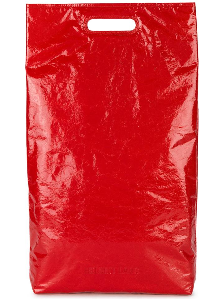 Helmut Lang Red Leather Rectangle Tote