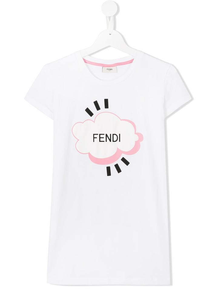 Fendi Kids Cloud T-shirt, Girl's, Size: 14 Yrs, White