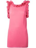 Ermanno Scervino Ruffled Neck And Sleeve Tank - Pink & Purple