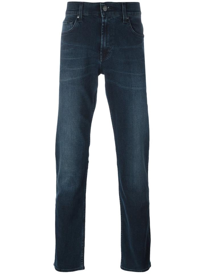 7 For All Mankind Regular Jeans, Men's, Size: 34, Blue, Cotton/polyester/spandex/elastane