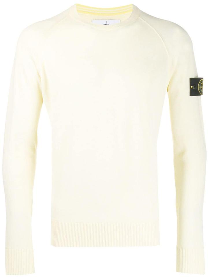 Stone Island Crewneck Logo Patch Sweater - Yellow