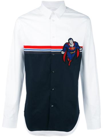 Iceberg Superman Stripes Shirt, Size: Small, White, Cotton
