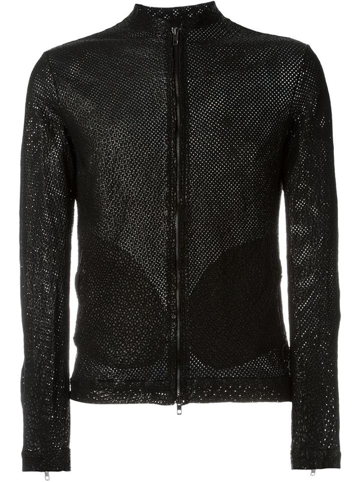 Salvatore Santoro Perforated Leather Jacket, Men's, Size: 52, Black, Leather