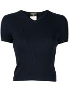 Chanel Pre-owned 1998 Ribbed Cc Top - Blue