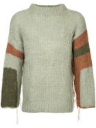 Unused Colour-block Sweater - Green