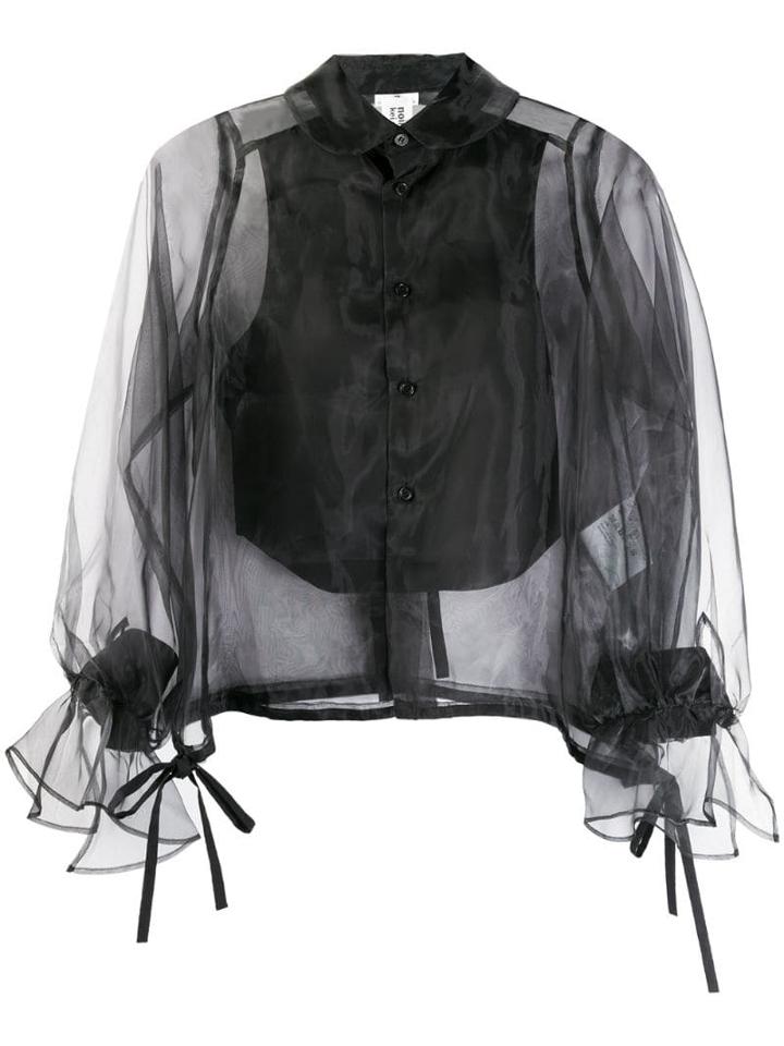 Comme Des Garçons Noir Kei Ninomiya Sheer Buttoned Up Blouse - Black