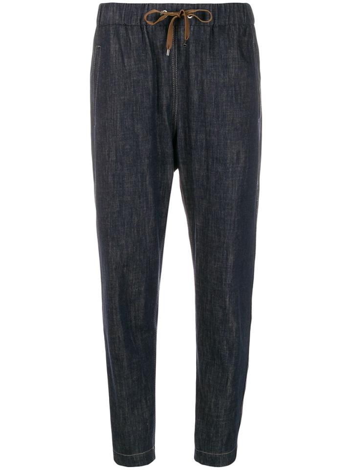 Brunello Cucinelli Drawstring Straight-leg Trousers - Blue