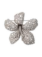Oscar De La Renta Embellished Flower Brooch - Silver