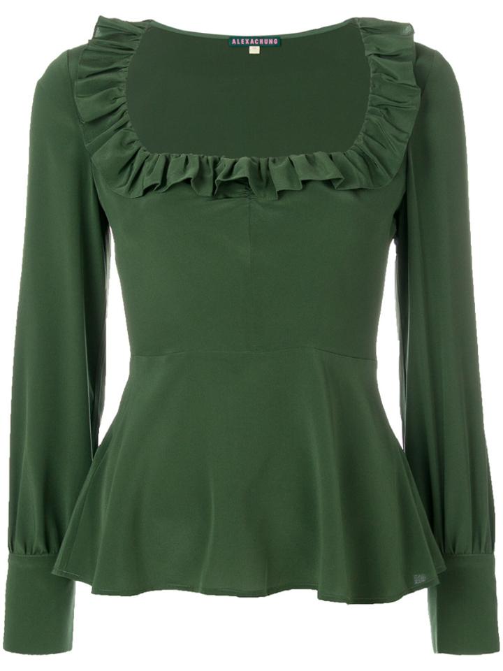 Alexa Chung Ruffle Pepum Blouse - Green