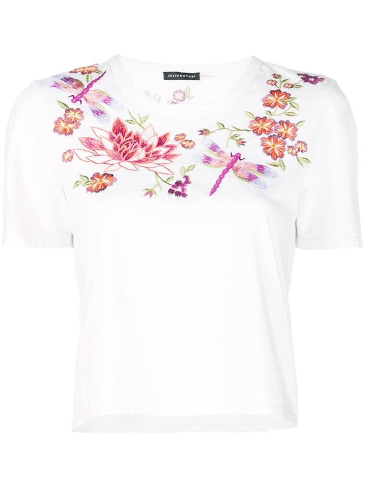 Josie Natori Embroidered Tee - White