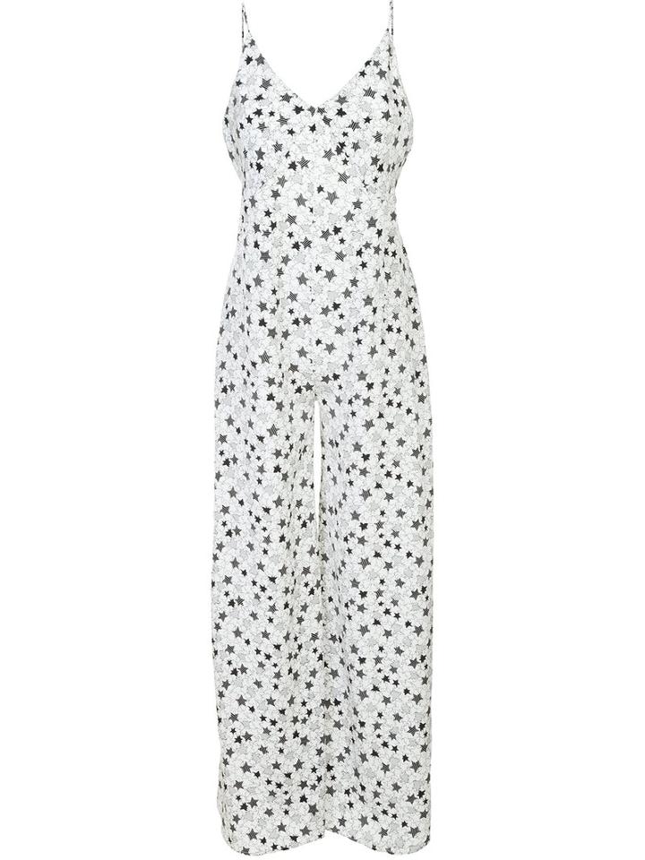 Fleur Du Mal - Bias Star Print Jumpsuit - Women - Silk - Xs, Women's, White, Silk
