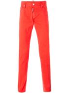 Dsquared2 Slim Jeans, Men's, Size: 48, Red, Cotton/calf Leather/spandex/elastane