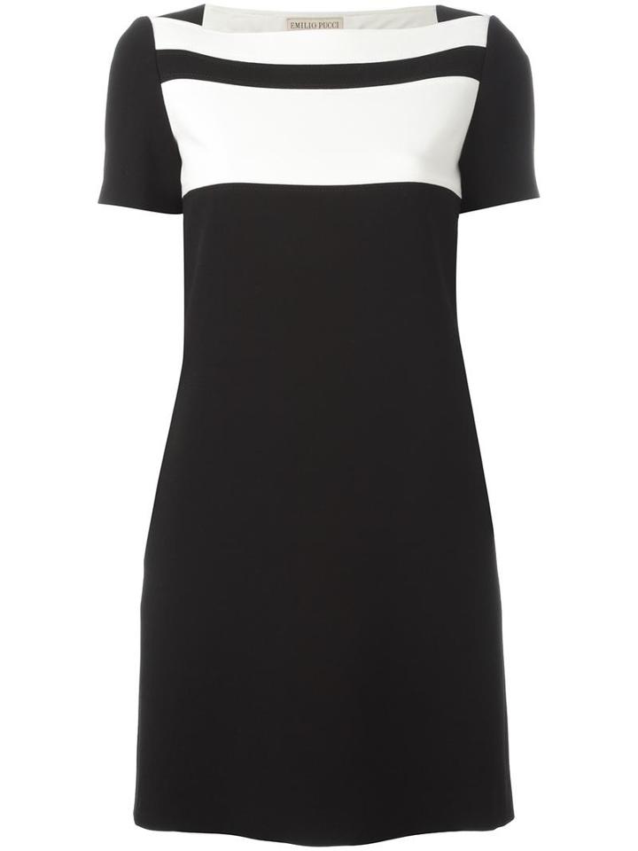 Emilio Pucci Bicolour Shift Dress, Women's, Size: 46, Black, Virgin Wool/silk/spandex/elastane