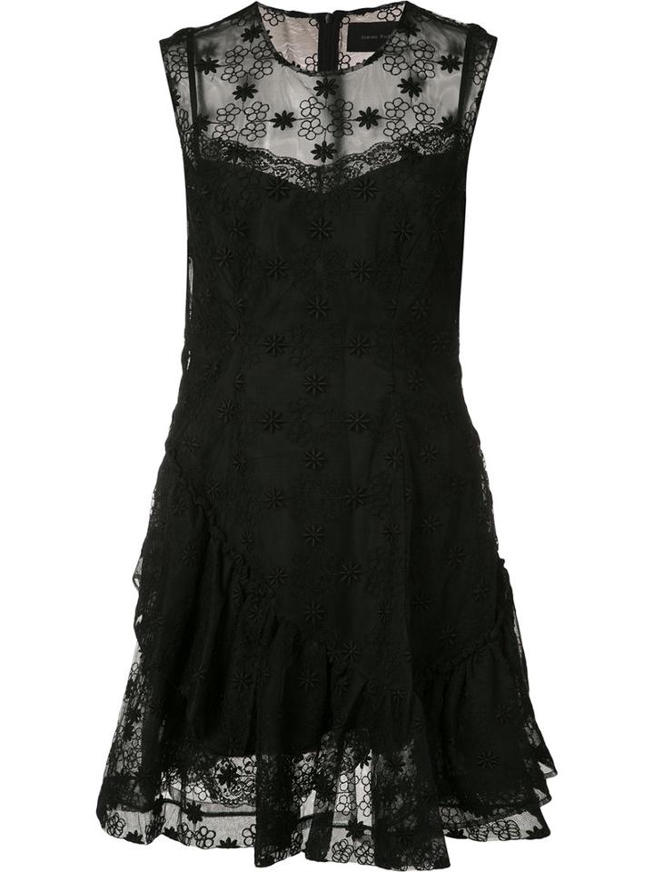 Simone Rocha Sheer Floral Embroidered Dress, Women's, Size: 10, Black, Polyester/viscose/polybutylene Terephthalate (pbt)