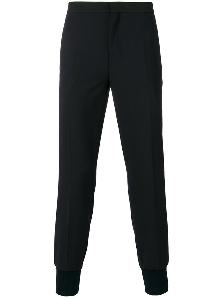 Neil Barrett Tapered Suit Trousers, Men's, Size: 50, Blue, Polyester/virgin Wool/spandex/elastane/cotton