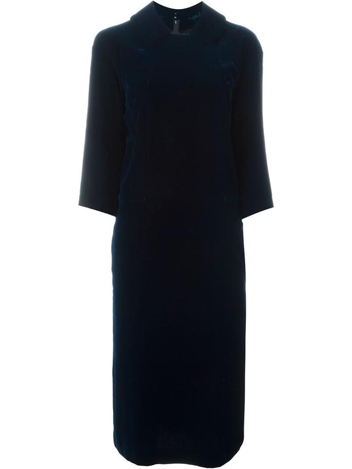 Comme Des Garçons Velvet Midi Dress, Women's, Size: M, Blue, Rayon/cupro