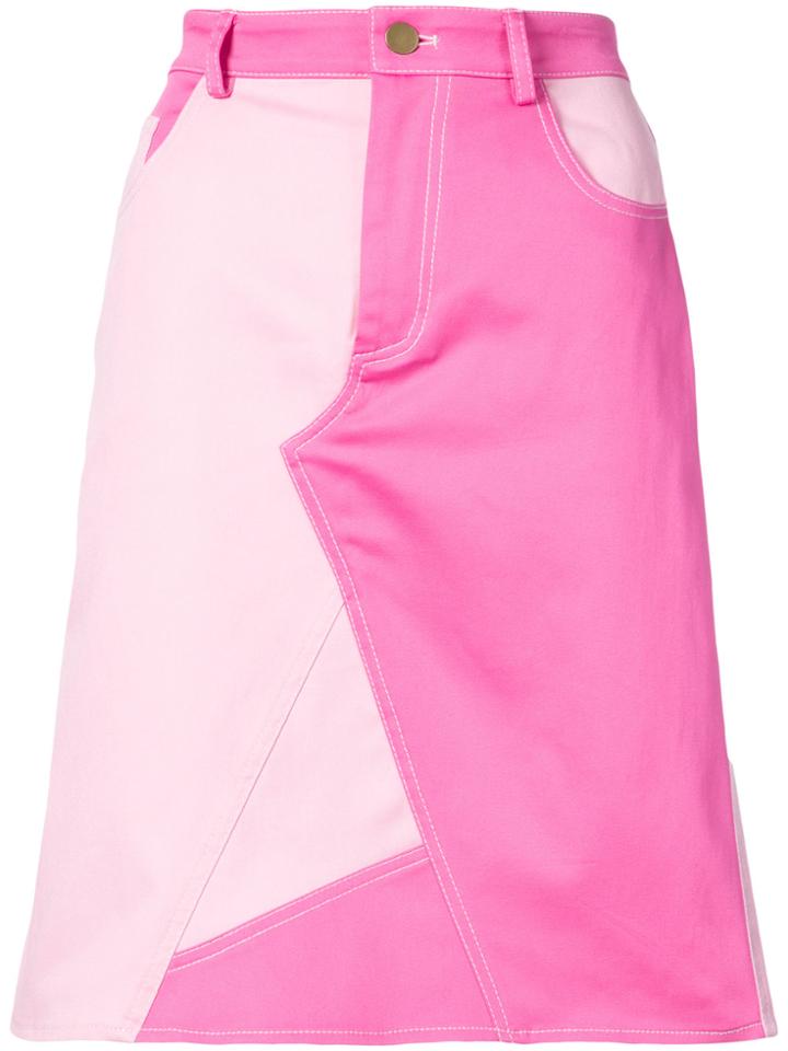 Harvey Faircloth Two Tone Denim Skirt - Pink & Purple