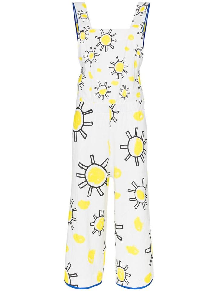 Mira Mikati Square Neck Sunshine Print Cotton Linen Blend Jumpsuit -