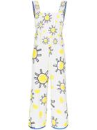 Mira Mikati Square Neck Sunshine Print Cotton Linen Blend Jumpsuit -