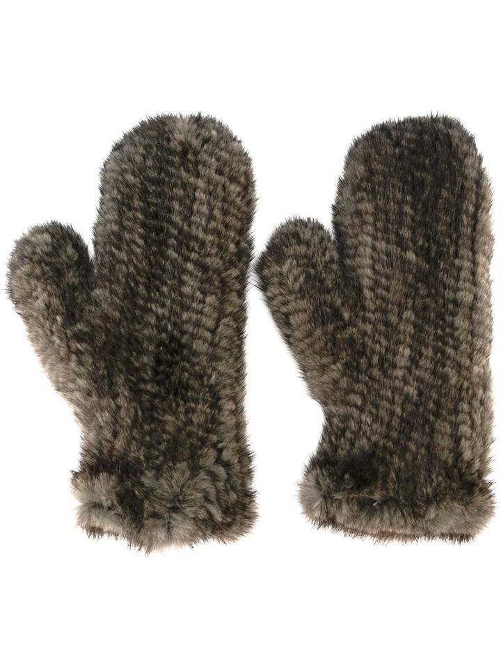 Yves Salomon Mink Fur Mittens, Women's, Grey, Mink Fur