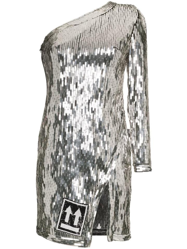 Off-white One-shoulder Sequin Mini-dress - Metallic