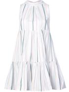 Asceno Striped Mini Dress - White