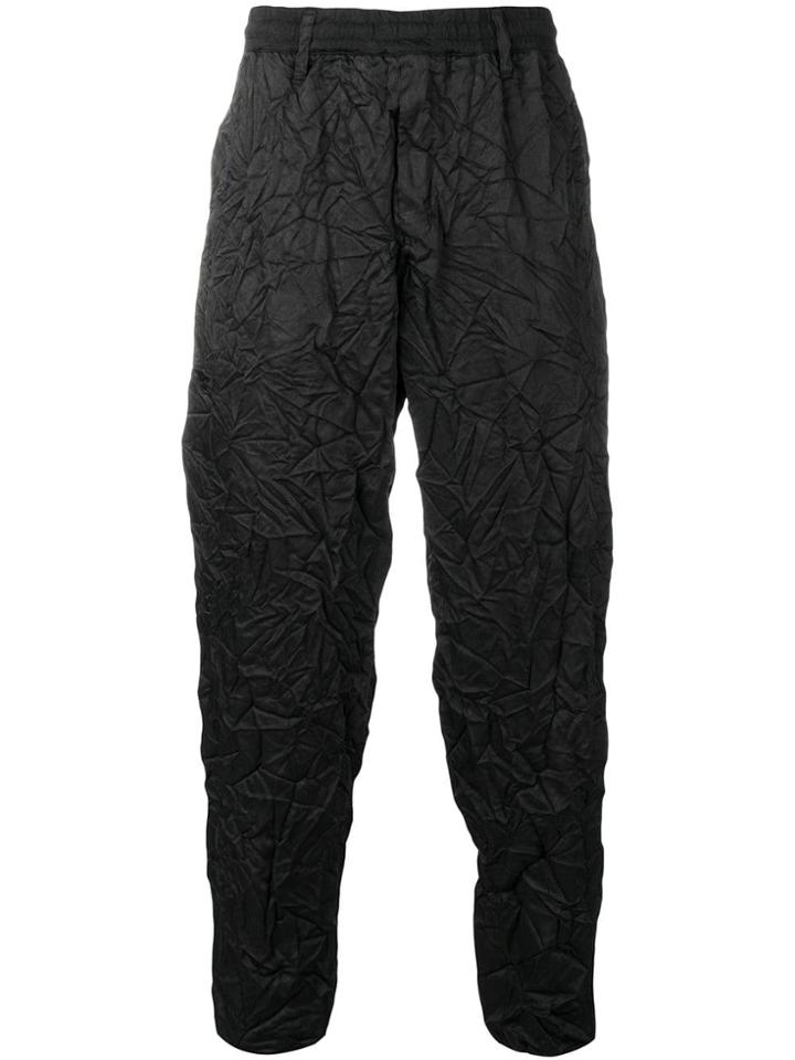 Yohji Yamamoto Crinkled Track Trousers - Black