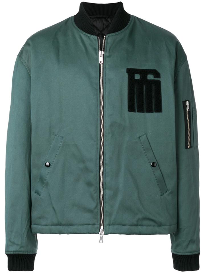Raf Simons Logo Patch Padded Bomber Jacket - Green