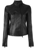 Paco Rabanne - Zipped Biker Jacket - Women - Cotton/lamb Skin/spandex/elastane/viscose - 38, Black, Cotton/lamb Skin/spandex/elastane/viscose