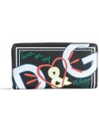 Dolce & Gabbana Graffiti Zip Around Wallet - Black