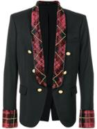 Balmain Tartan-trimmed Blazer - Black