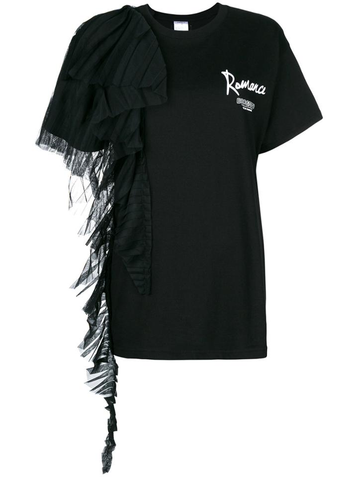 Brognano Pleated Ruffle T-shirt - Black