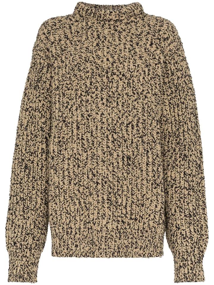 Calvin Klein 205w39nyc High Neck Melange Wool Knit Jumper - Brown