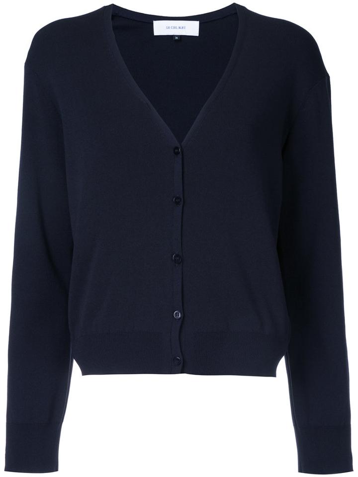 Le Ciel Bleu - Button Sleeve Cardigan - Women - Polyester/rayon - 36, Black, Polyester/rayon