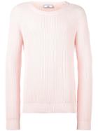 Ami Alexandre Mattiussi Flat Ribbed Crew Neck Sweater, Men's, Size: Large, Pink/purple, Cotton